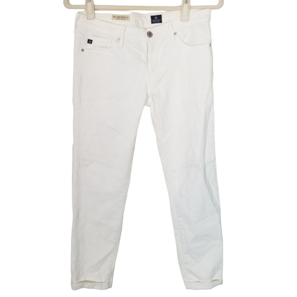 Adriano Goldschmied Womens White The Stilt Cigarette Roll Up Jeans Sz 28R Denim